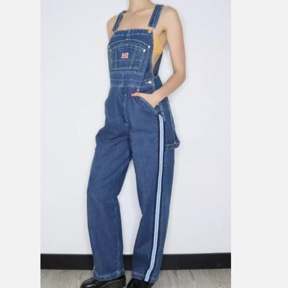 LAST ONE!!! NEW Vintage Sz 20 Blue Denim Carpenter Style Bib Overalls REVOLT - Picture 2 of 10